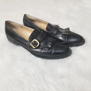 Salvatore Ferragamo Black Slip-On Buckle Loafers